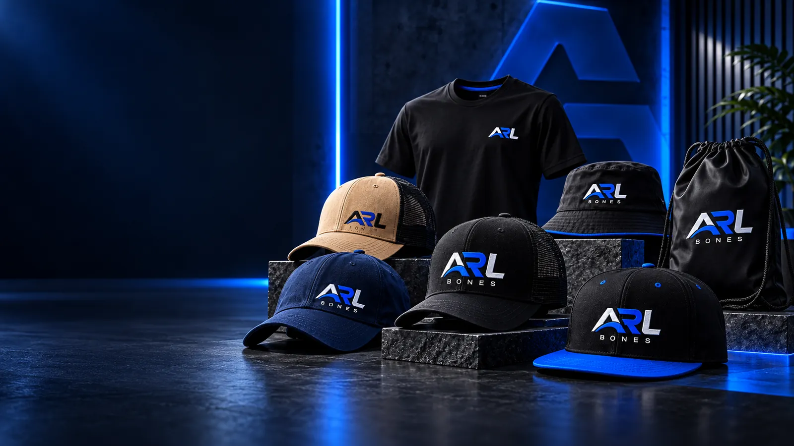Bonés, camiseta, bucket e sacochila personalizados com a marca ARL